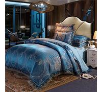 Super King Size Duvet Set,Mattress Protector King Size Bed,Fathers Day,Luxury Satin Jacquard Bedding Set, European Silk Lace Duvet Cover Sheet Pillowcase, Wedding Duvet Cover,13,200*230cm(4pcs)