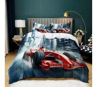 Super King Size Duvet Set,Premium Microfibre Duvet Cover Non-Iron Formula One Racing Car Duvet Covers Bedding Sets, Colorful Durable Duvet Cover with Zipper Closure 102" x 86" (260 x 220 cm)