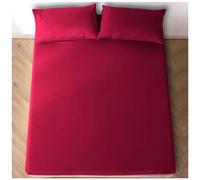 Super King Size Fitted Sheet- Plain Dyed Polycotton Fitted Sheet with Elastic Corners- Super Soft, Cosy, Easy Care Polycotton Bed Linen- Red