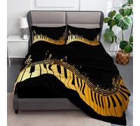 Super King Size Fitted Sheets -30cm Deep Musical Elements Piano Keys Fitted Sheets, Soft Brushed Microfiber Easy Care Fade Resistant Breathable Bedding Set, Black
