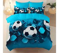 Super King Size Microfiber Duvet Cover Double with 2 Pillowcases Fantasy Football Geometry soft Hypoallergenic Duvet Cover - With Zipper Closure Comfy Breathable Blue Bedding Sets