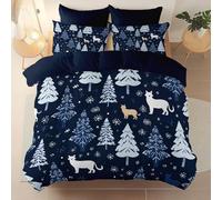 Super King Size Microfiber Duvet Cover Double with 2 Pillowcases,Simple Christmas Tree Snowflakes Animals soft Hypoallergenic Duvet Cover - With Zipper Closure Comfy BreathableBlack Bedding Sets