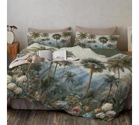 Super King Size Olive Green Duvet Cover Birds Of Paradise Bedding Set Retro Botanical Illustrations Soft Reversible Quilt Cover Bed Set with Matching Pillowcases and Zipper Closure 260 x 220 cm