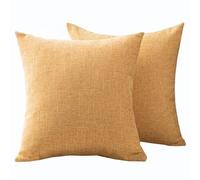 Super King Size Pillow Cases,Extra Large Cushion Covers 50x70, 70x70 cm Decorative Pillowcases 2 pack Cotton Linen Soft Pillow Cover with Invisible Zipper for Sofa Couch(Yellow,60x60 cm 2pcs)