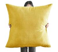 Super King Size Pillow Cases,Square Extra Large Cushion Covers 50x50, 60 x 60,70x70,80x80 cm Soft Pillow Cover with Invisible Zipper Decorative pillowcases for pillows Sofa Couch ( Color : Lemon , Siz
