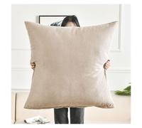 Super King Size Pillow Cases, Square Extra Large Cushion Covers 50x50,60x60,70x70,80x80 cm Soft Pillow Cover with Invisible Zipper Decorative pillowcases for pillows Sofa Couch(Beige,80x80cm 31x31 in)