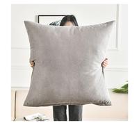 Super King Size Pillow Cases, Square Extra Large Cushion Covers 50x50,60x60,70x70,80x80 cm Soft Pillow Cover with Invisible Zipper Decorative pillowcases for pillows Sofa Couch(Light Gray,50x50 cm 20x