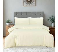 Super King Striped Duvet Cover Set - Cream Cotton-Rich Polycotton Bedding - Hypoallergenic T200 Fabric - Hotel-Inspired Design - Button Closure & Corner Ties - Includes 2 Pillowcases - 260x220cm