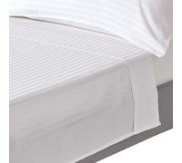 (Super-King, White) Egyptian Cotton Flat Sheet Single 330 Thread Count Satin Stripe