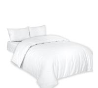 (Super King, White) Polycotton Plain Dyed Duvet/Quilt Cover with Pillowcases Nice & Bright Colours Anti Allergenic Bedding Set.