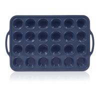 Super Kitchen 24 Cups Silicone Mini Muffin Tray with Metal Frame, Silicone Cupcake Tray with Handle, Non-Stick Silicon Muffin Moulds, Mini Yorkshire Pudding Tray Silicon Cupcake Tin for Baking, Grey