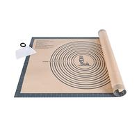 Super Kitchen Extra Large Non-Slip Silicone Pastry Baking Mat with Dough Scraper, Non-Stick Fondant Rolling Mat, Pizza Dough Kneading Board, Baking Equipment Counter Mat, BPA Free (Grey, 71 x 51 cm)