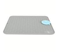 Super Kitchen Extra Large Silicone Draining Board Mat with a Multifunctional Silicone Scrubber, Dish Drying Mats, Cutlery Drainer Mat, Countertop Mat Heat Resistant Trivet, (Grey, 54×46cm)
