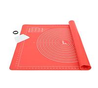 SUPER KITCHEN Extra Large Thick Nonstick Silicone Baking Pastry Mat with Dough Scraper, Nonslip Kneading Board Fondant Rolling Mat, BPA Free, Epoxy Resin Craft Jewelry Casting Mould Mat (71x51cm, Red)