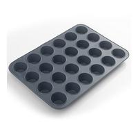SUPER KITCHEN Mini Muffin Tray 24 Cup Silicone Muffins Pan, Non-Stick Cupcake Tin, Silicon Mould Bakeware, Reusable Baking Case for Mini Mince Pie, Cupcakes, Dishwasher Safe, 34 x 23 x 2.5 cm (Grey)