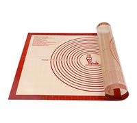 SUPER KITCHEN Non Slip Silicone Baking Mat Extra Large with Measurements Heat Resistant for Dough Rolling Pastry Cookies Bread (71x51cm, Red)