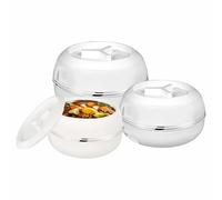 Super Large Casserole Serving Dishes Set of 3 with Airtight Lid & Handle - BPA-Free Stainless Steel Insulated Food Warmer Containers Hotpot for Salads, Soups- Round, White (5500, 7500, 10000ml)