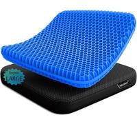 Super Large Gel Seat Cushion for Long Sitting - 19inch Office Chair Car Seat Wheelchair Cushion for Coccyx, Sciatica, Back, Tailbone Pain Relief - Cool, Soft & Breathable Pillow with Non-Slip Cover