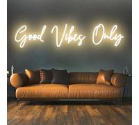 Super Large Good Vibes Only Neon Signs for Wall Decor, 57 Inch Good Vibes Only Neon Sign Large with Remote Dimmer, Neon Lights for Bedroom Wedding Christmas Party, Bar, Club Decor, Warm White