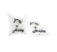 Super Lemon Bee Happy 1 Pair Cushion Cover Decorative Pillow Case Square Inspirational Throw 40X40 cm For Sofa Bedroom Chair House Warming Gift New Home Present