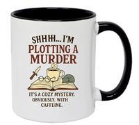 Super Lemon Cozy Mystery Coffee Mug, Book Lover Design with Humorous Murder Plot Quote, Black and White