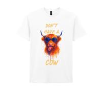Super Lemon Don't Have a Cow Funny Highland Cow T-Shirt, Watercolor Design with Sunglasses, Cool Graphic Print (UK, Alpha, XXL, Regular, Regular) White