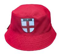 Super Lemon England Bucket Hat - Unisex Recycled Polyester Sun Hat with St George's Cross Flag Design - Eco-Friendly Hat for Summer, Festivals, Sports Events, and Outdoor Activities (S, Red)