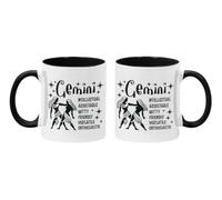 Super Lemon Gemini Zodiac Signs Mug - Two-Tone Black Inside and Handle 11oz Ceramic Cup with Astrology Star Signs Design