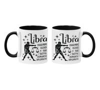 Super Lemon Libra Zodiac Signs Mug - Two-Tone Black Inside and Handle 11oz Ceramic Cup with Astrology Star Signs Design