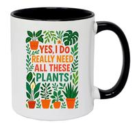 Super Lemon Plant Lover Coffee Mug, 'Yes I Really Do Need All These Plants' Design, White with Black Handle