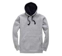 Super Lemon Premium Contrast Heavyweight Hoodie Hooded Sweatshirt Loungewear Workwear Fashion Gift Present Birthday (3XL, Heather Grey/Navy)