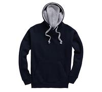 Super Lemon Premium Contrast Heavyweight Hoodie Hooded Sweatshirt Loungewear Workwear Fashion Gift Present Birthday (XX-Large, Navy/Heather Grey)