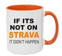 Super Lemon Strava Fitness Motivational Coffee Mug, 'If It's Not On Strava' Quote, White and Orange, 325ml, 11oz