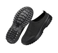 Super Light Half-Tour Pair of Sports Shoes, Walking Shoes, Comfortable Flat Plain Shoes, Pure Colour Band, Barefoot Shoes, Slip-On Extra Wide Running Shoes, Non-Slip for Men and Women, black, 6 UK