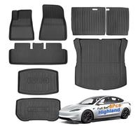 SUPER LINER Floor Mats for Tesla Custom Fit 2021-2024 All-Weather Cargo Liner Rear Cargo Tray Trunk Floor Mat Interior Accessories (For Model 3 Highland 2024-B*6Pcs)