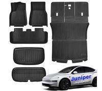 SUPER LINER Floor Mats for Tesla Custom Fit 2021-2024 All-Weather Cargo Liner Rear Cargo Tray Trunk Floor Mat Interior Accessories (For Model Y 2021-2024 5-Seat-B*6Pcs)