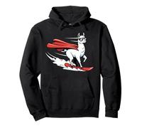 Super Llama Snowboard Hero With Red Cape Pullover Hoodie