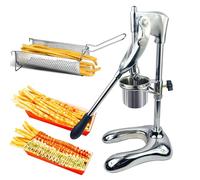 Super Long French Fry Squeezer,Multi-Function Mashed Potato Pasta Machine,12 Holes Stainless Steel Mashed Potato Extruder with Fried Basket,Commercial Fried Potato Strips Maker