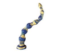 Super-Long Graduated Anal Beads for Pleasure, Textured Silicone Prostate & G-Spot Massager, Powerful Suction Cup, Adjustable Sizes for Men and Women (Blue, Medium)