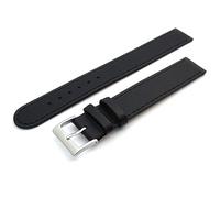 Super Long Men's XXL Leather Watch Band Strap Buffalo Grain 16mm Black Chrome (Silver Colour) Buckle