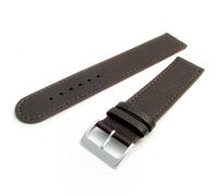 Super Long Men's XXL Leather Watch Band Strap Buffalo Grain 16mm Brown Chrome (Silver Colour) Buckle