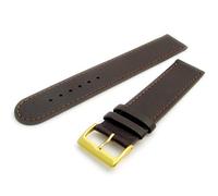Super Long Men's XXL Leather Watch Band Strap Buffalo Grain 16mm Brown Gilt (Gold Colour) Buckle
