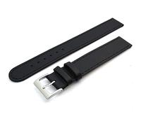 Super Long XXL Genuine Leather Buffalo Grain Watch Strap Band. 18mm Wide Black with Chrome (Silver Colour) Buckle