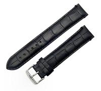 Super-Long XXL Padded Croc Grain Genuine Leather Watch Strap Band 18mm Black Chrome (Silver Colour) Buckle