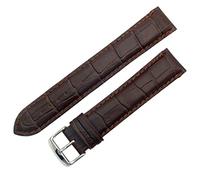 Super-Long XXL Padded Croc Grain Genuine Leather Watch Strap Band 24mm Brown Chrome (Silver Colour) Buckle
