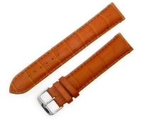 Super-Long XXL Padded Croc Grain Genuine Leather Watch Strap band 24mm Tan Chrome (Silver Colour) Buckle