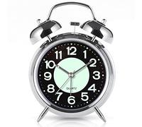 Super Loud Alarm Clock for Heavy Sleepers,4 inches Twin Bell Alarm Clock with Backlight,Battery Operated,Silent Non Ticking,for Kids,Adults,Bedrooms,Retro Decor Desk Analog Clocks.. (Noctilucent)
