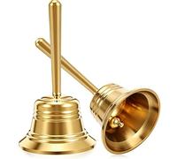 Super Loud Hand Bell - Solid Brass Call Bell for Elderly at Home, Wedding, Animal Training (Brass Color 2PCS)