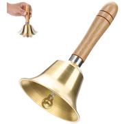 Super Loud Hand Bell with Wooden Handle, Solid Brass Held Metal Christmas Bells, Ringing Sound Supply Service Call Handbells for Elderly People at Home, Wedding, Animal Training, School, Dinner, Tea