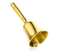 Super Loud Solid Brass Hand Call Bell, Small Gold Hand Service Teacher Classroom Meditation Dinner Bell for Ringing at Weddings Christmas Seniors Bedside School Service Crafts